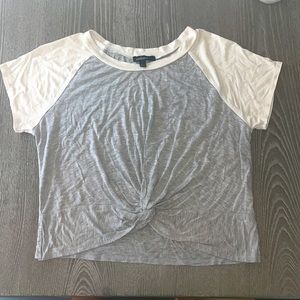 Brand new gray/white crop/t-shirt,